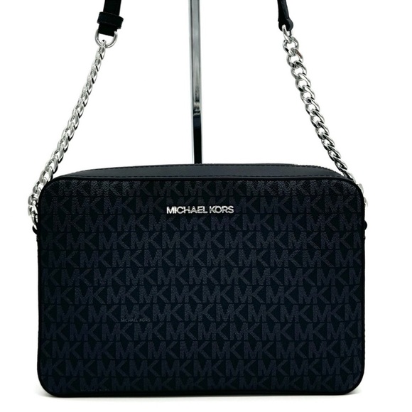 Michael Kors Large Jet Set Item EW Crossbody Bag Black Signature - Picture 2 of 9